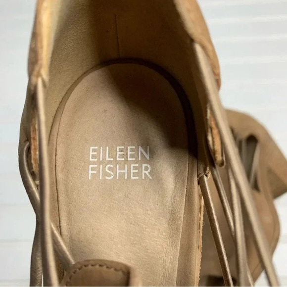 Eileen Fisher Nikki Peep Toe Sandals Block Heel - Picture 3 of 10